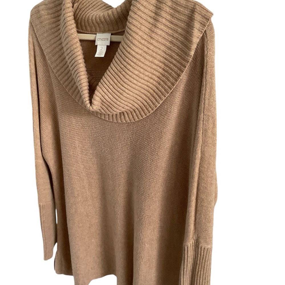 Chico’s Brown Crowl Neck Sweater. Size 2